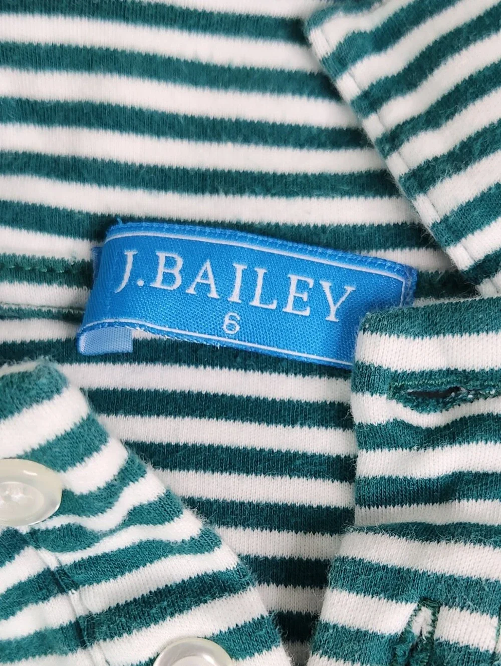 J. Bailey Green & White Striped Long Sleeve Polo